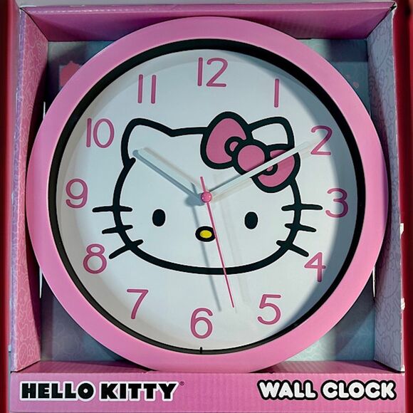 Pink Hello Kitty -10 inch Wall Clock by Sanrio -New in Box - Picture 1 of 5